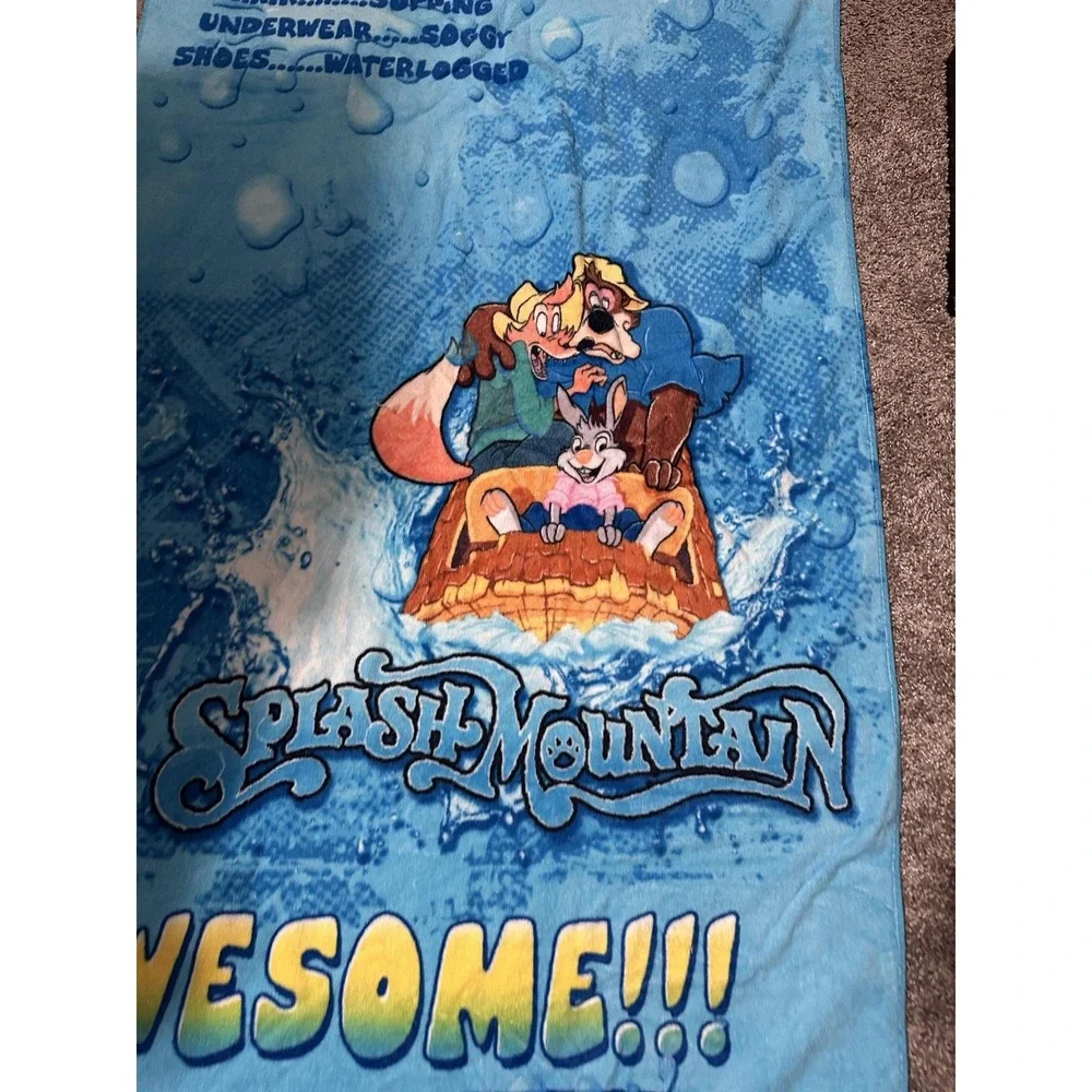 Disney Parks Splash Mountain Awesome Blue Beach Towel 30x60 Cotton Brazil Adults